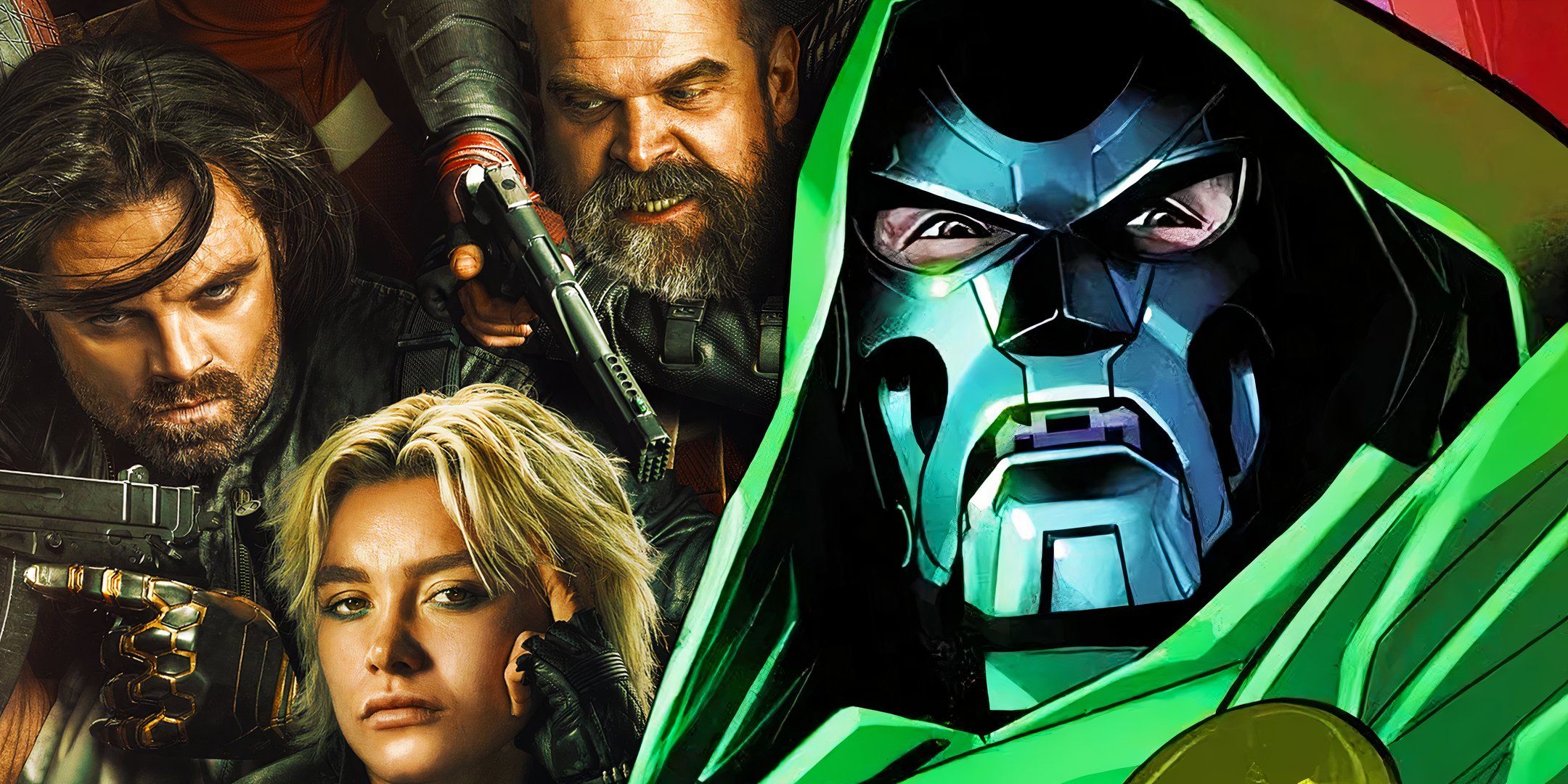 Doctor Doom in Marvel Comics with Yelena Belova, Bucky Barnes and Alexei Shostakov in Thunderbolts*