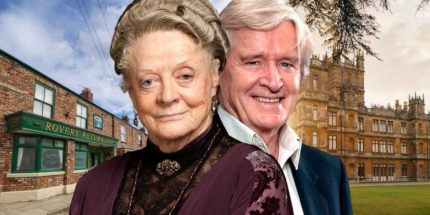 A collage image of Maggie Smith in Downton Abbey and Ken Barlow in Coronation Steet - created by Tom Russell