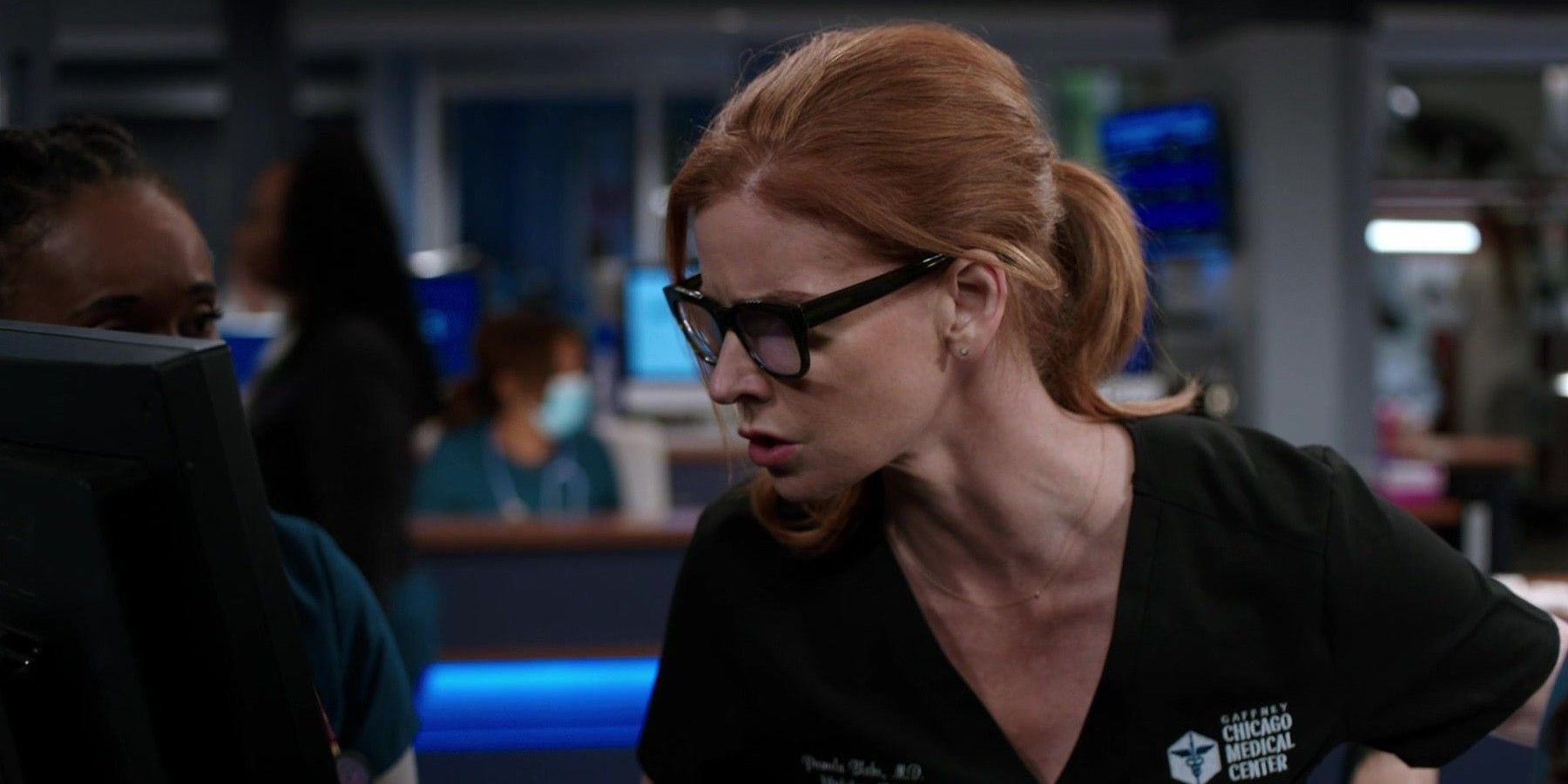 Dr-Blake-looking-at-computer-in-Chicago-Med