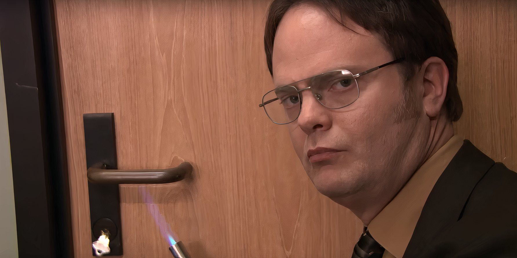 Dwight preparing his fire drill in