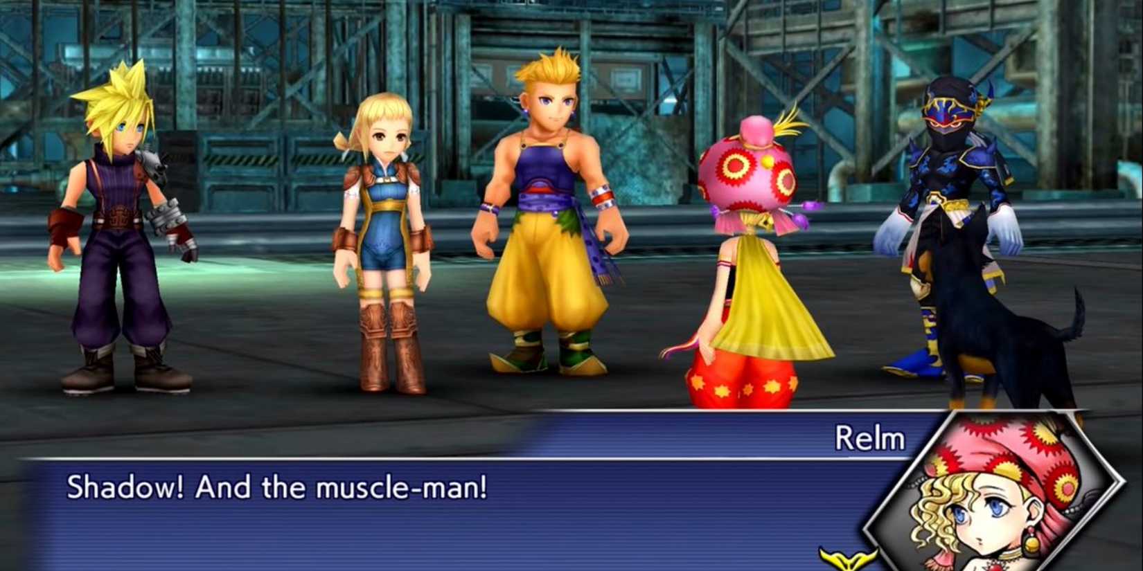 Relm, Interceptor, and Shadow in Dissidia Final Fantasy: Opera Omnia