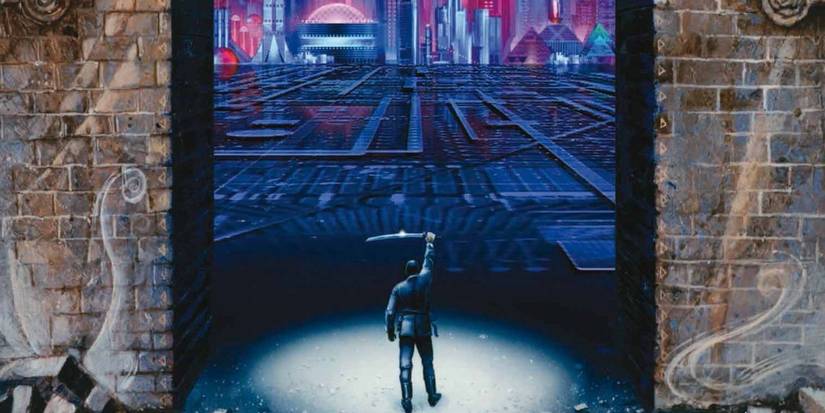 Hiro standing in the archway on the cover of Snow Crash