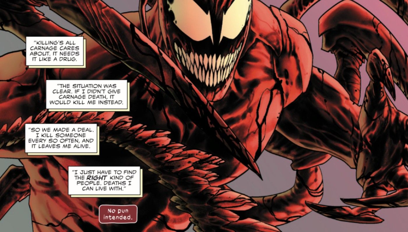 Eddie Brock fez um acordo para matar assassinos em série a fim de satisfazer Carnage