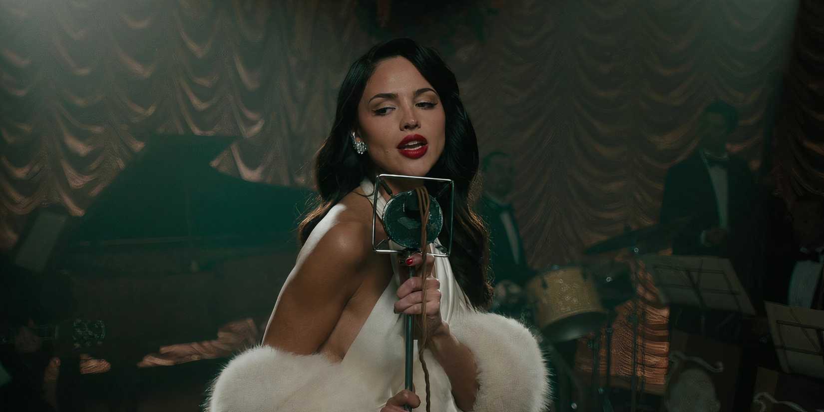 Eiza González singing as Marjorie Stewart in The Ministry of Ungentlemanly Warfare