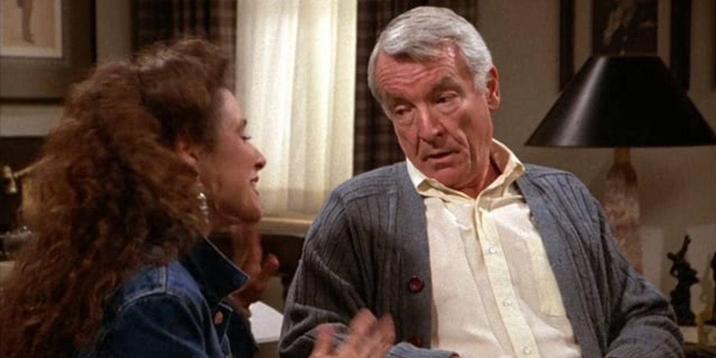 Elaine feeding soup to her older boyfriend in Seinfeld