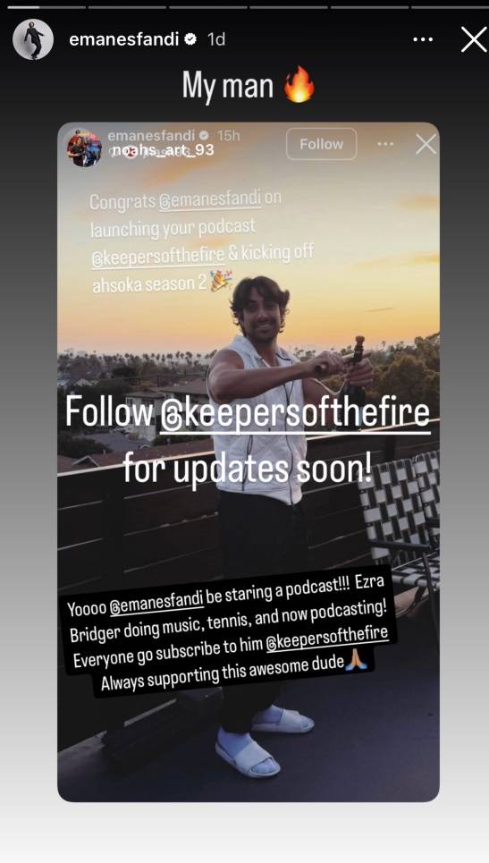 Eman Esfandi IG Ahsoka season 2 post