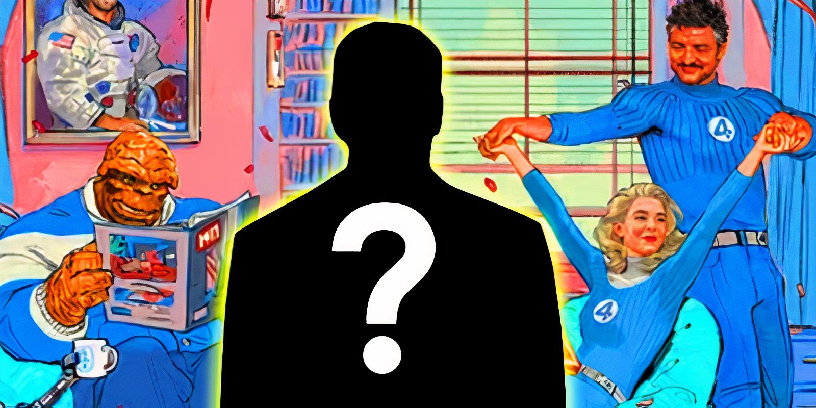 Fantastic four with mystery silhouette in front