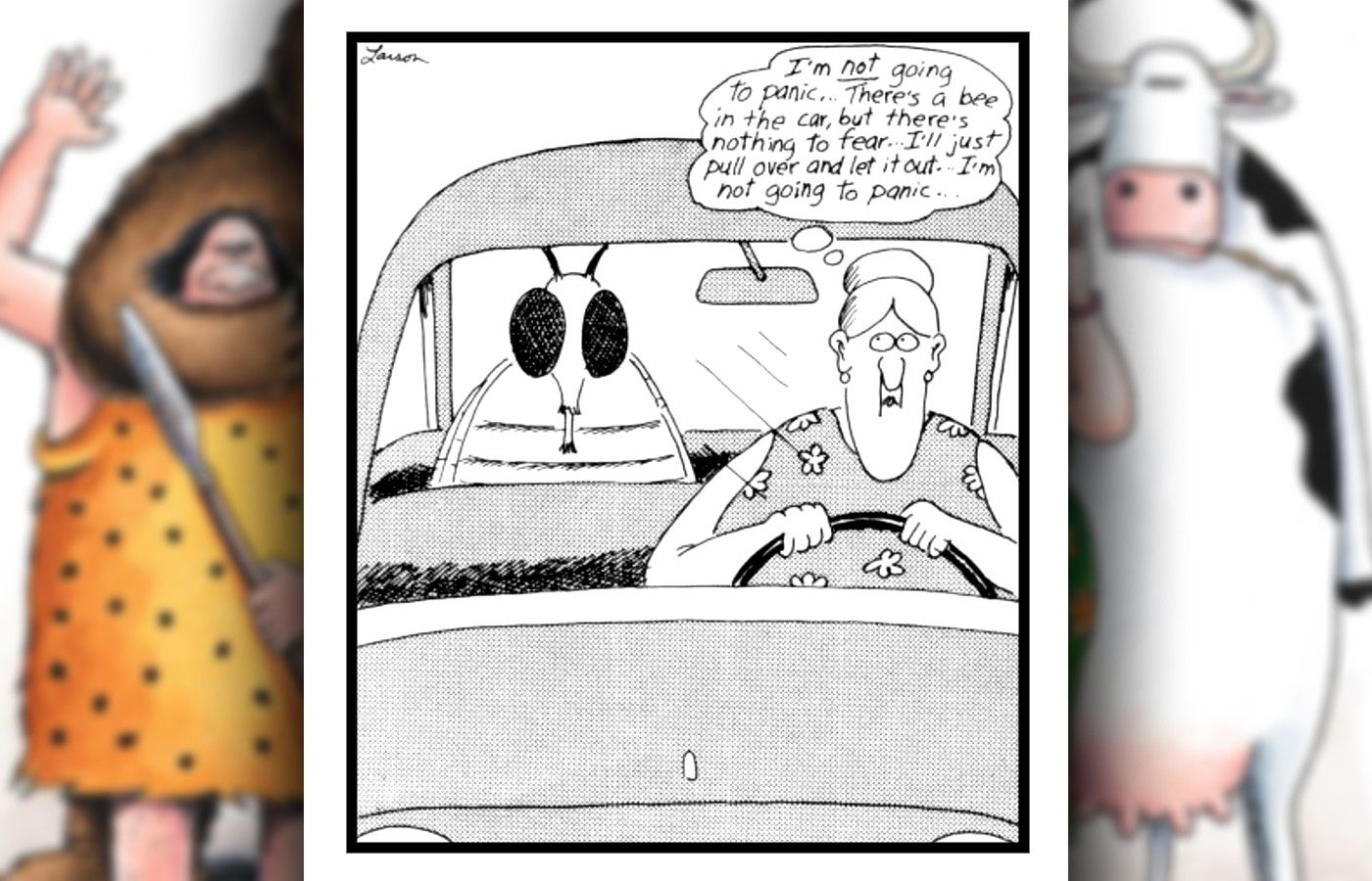 far side bee in the car comic