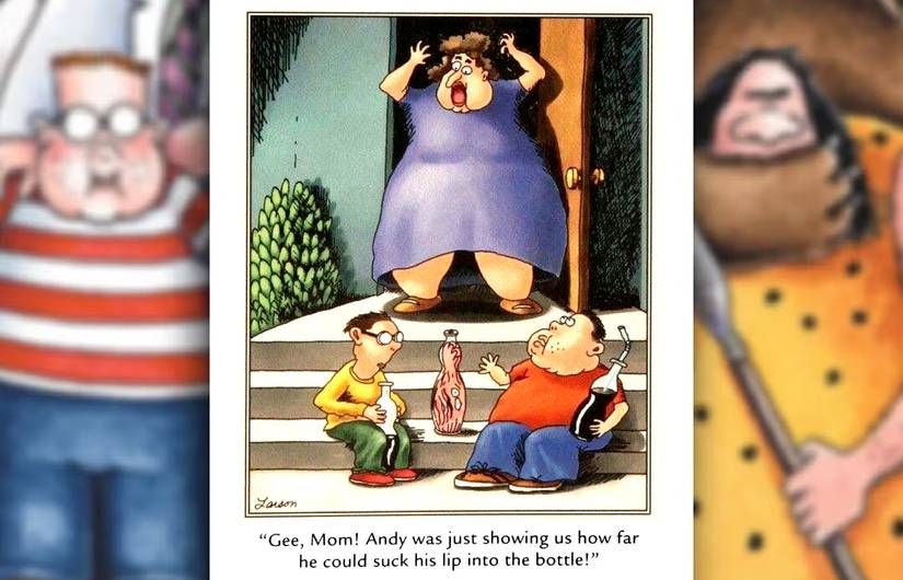 far side trapped in bottle comic