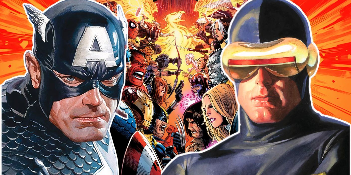 Custom Image of Captain America and Cyclops in front of Avengers vs X-Men