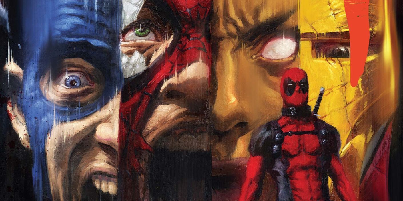 Deadpool Kills the Marvel Universe #1 Cover Page of heroes screaming in horror