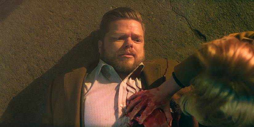 Elden Henson laying on the ground after being shot in Daredevil: Born Again