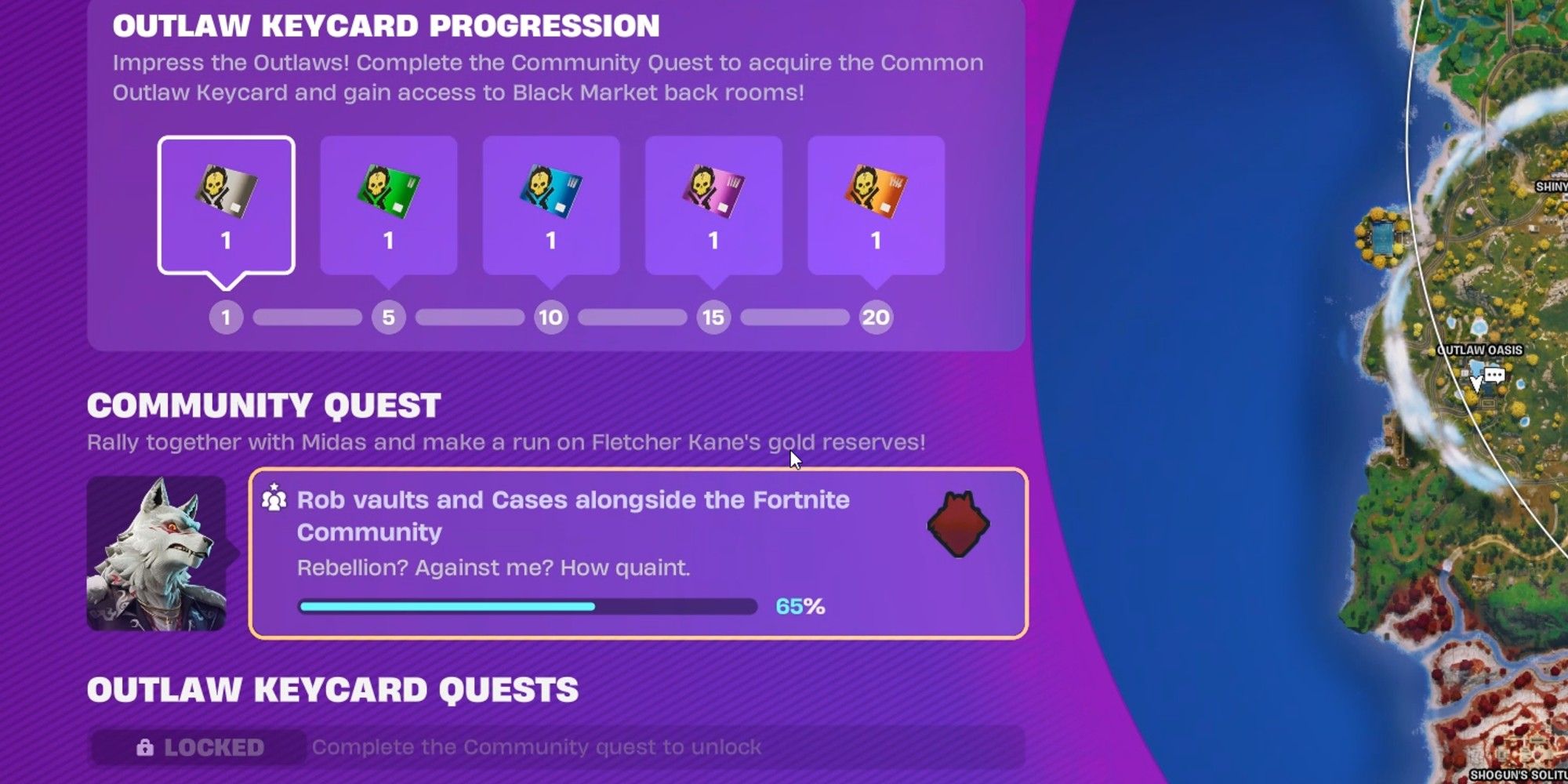 Fortnite key card progression shown on screen.
