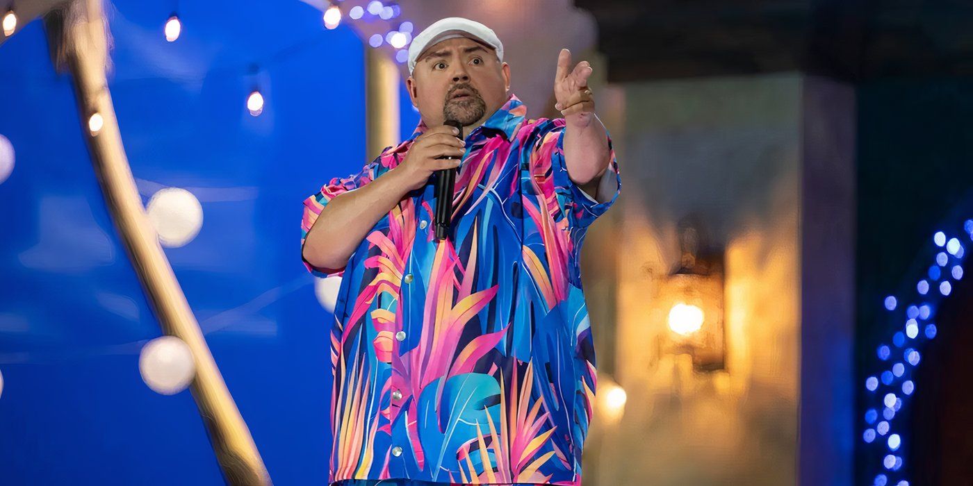 Gabriel Iglesias in a coloful outfit in Legend Of Fluffy