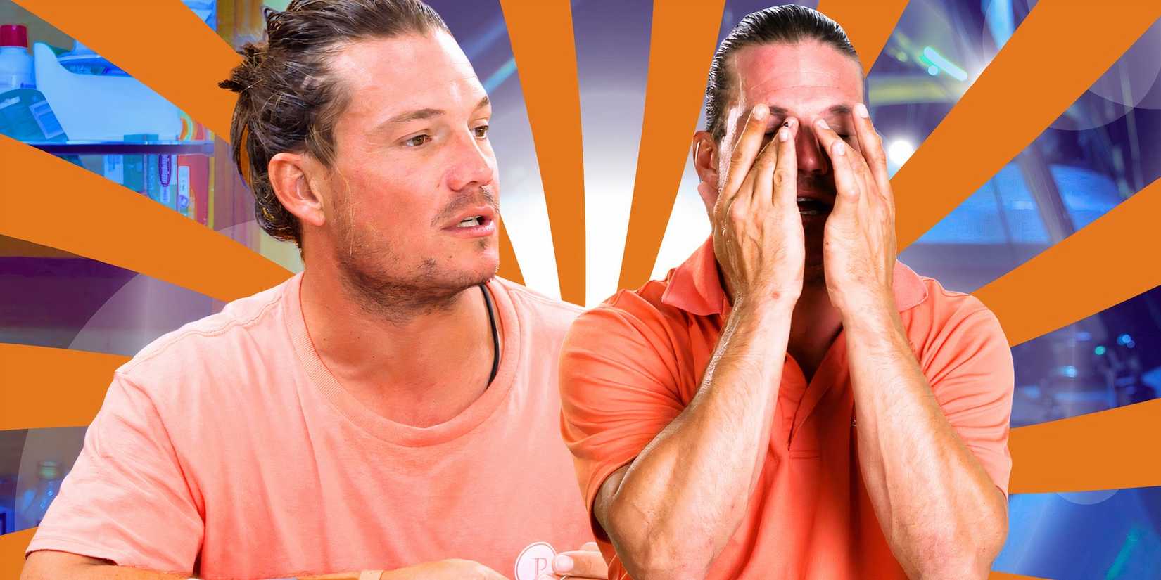 montage of Below Deck Sailing Yacht 's Gary King looking upset