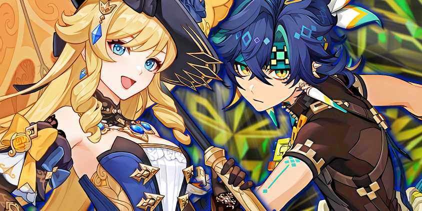 Genshin Impact's Navia and Kinich pose next to each other.