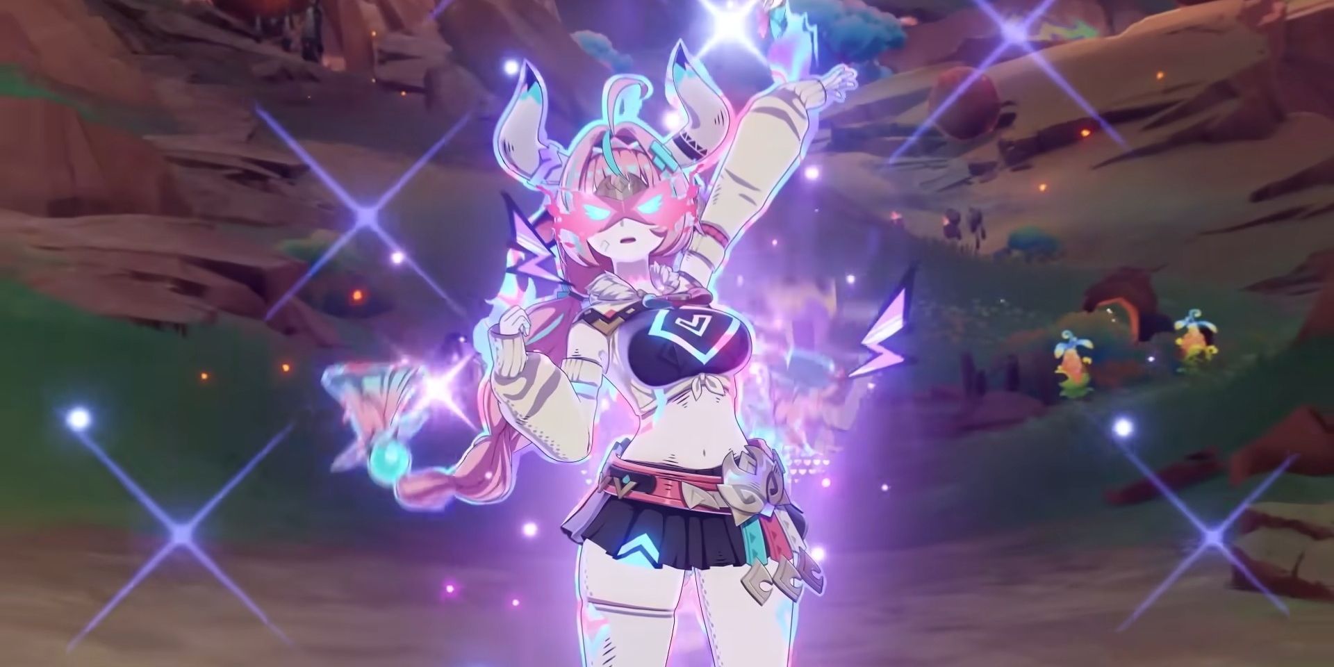 Genshin Impact&rsquo;s Varesa enters her Fiery Passion state, wearing a mask.