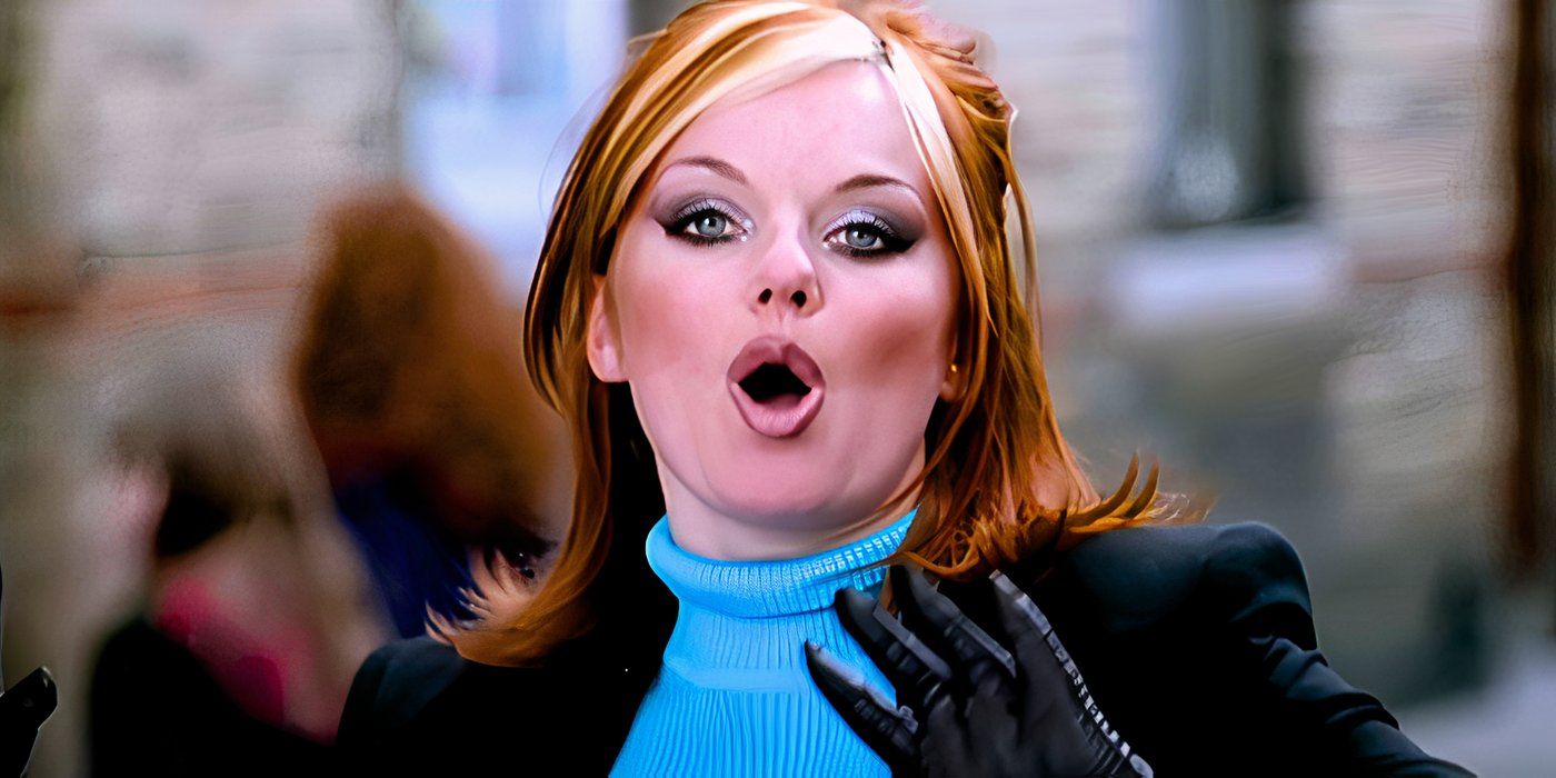 geri halliwell aka ginger spice waving her hands in the stop music video