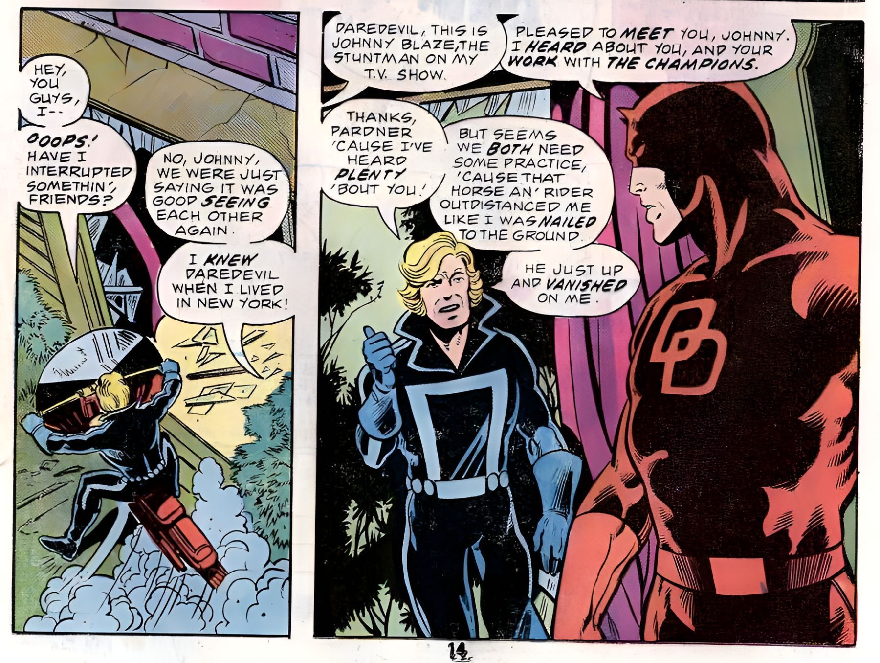 Ghost Rider and Daredevil meet for the first time.