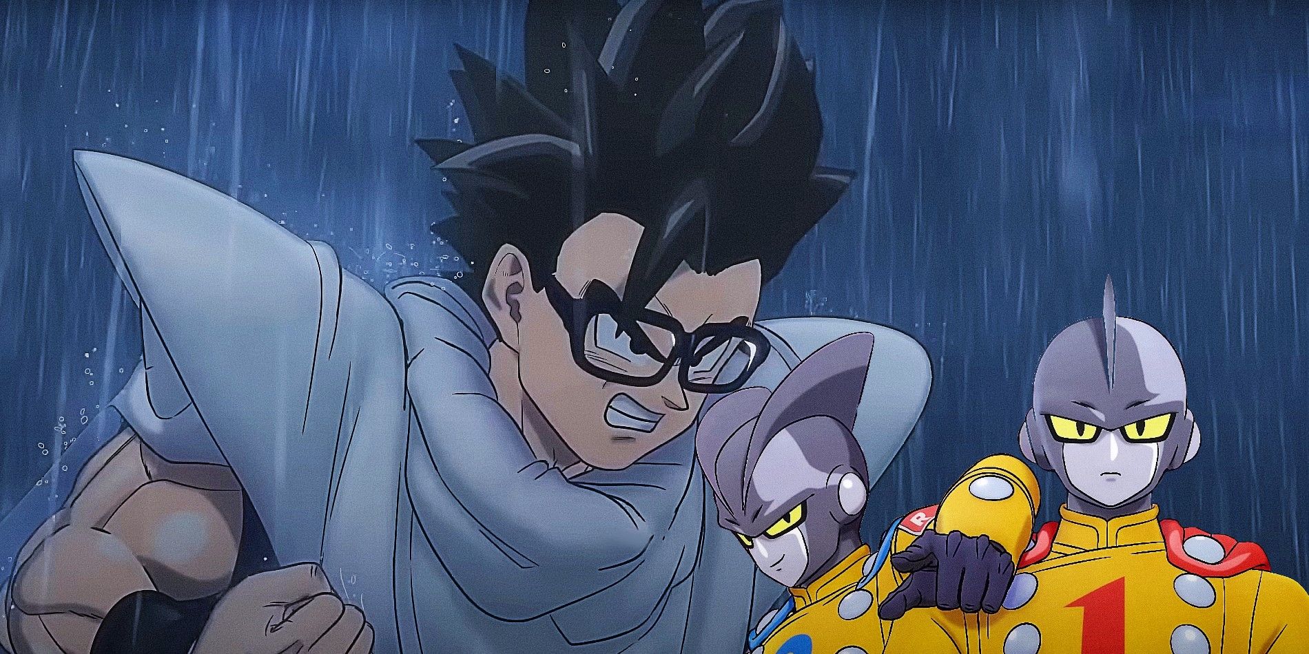 Gohan confronts Androids 1 and 2 in Dragon Ball Super Super Hero