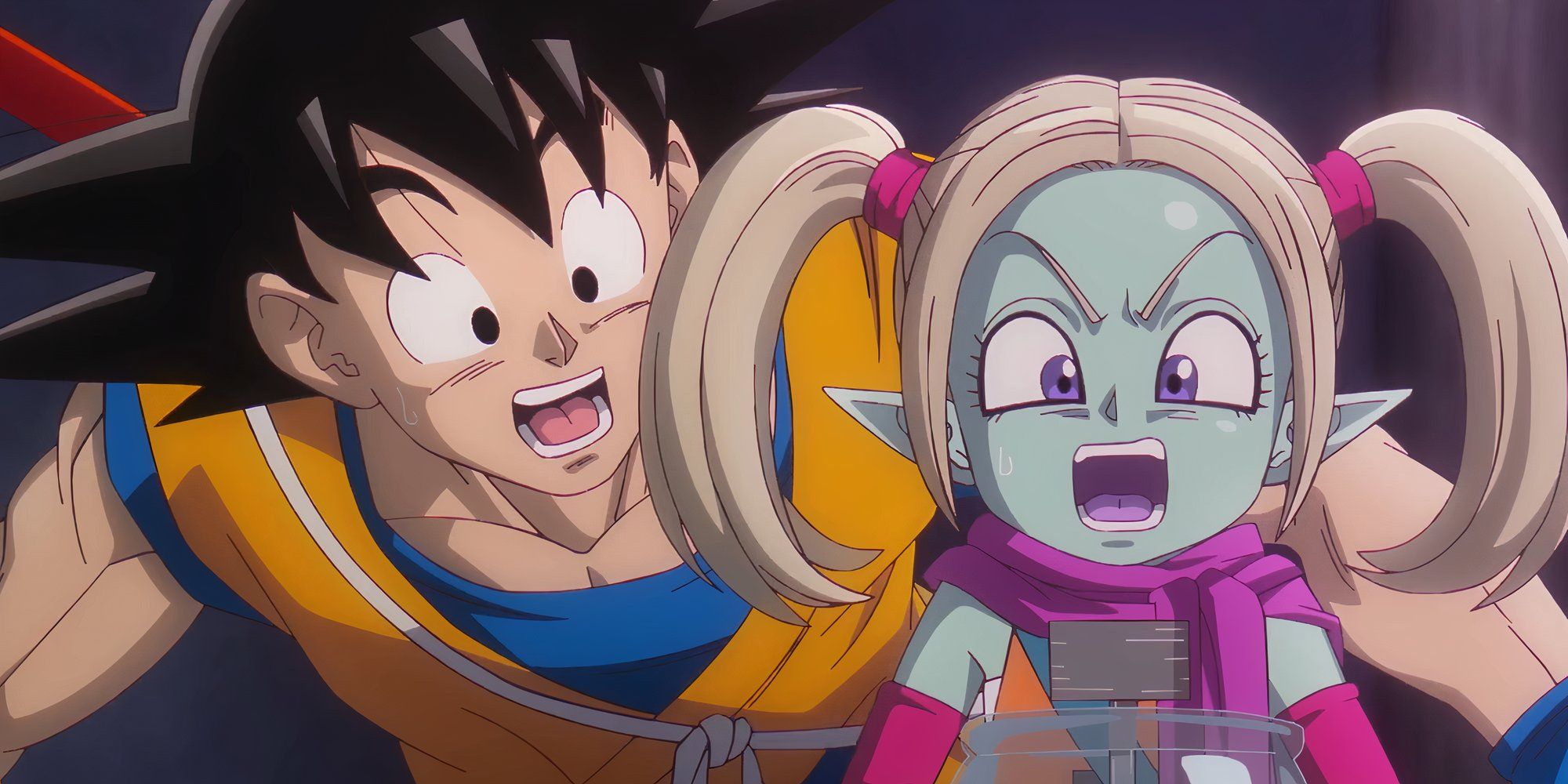 Goku and Panzy with surprised reactions