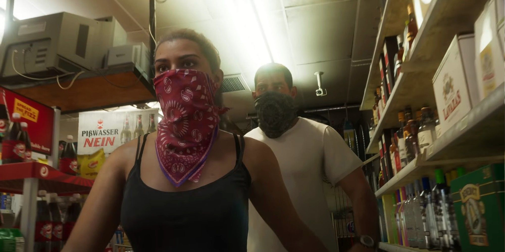 grand-theft-auto-6-protagnoists-walking-through-store "Ninguém" na Rockstar acreditou na janela inicial de lançamento inicial do outono 2025 GTA 6