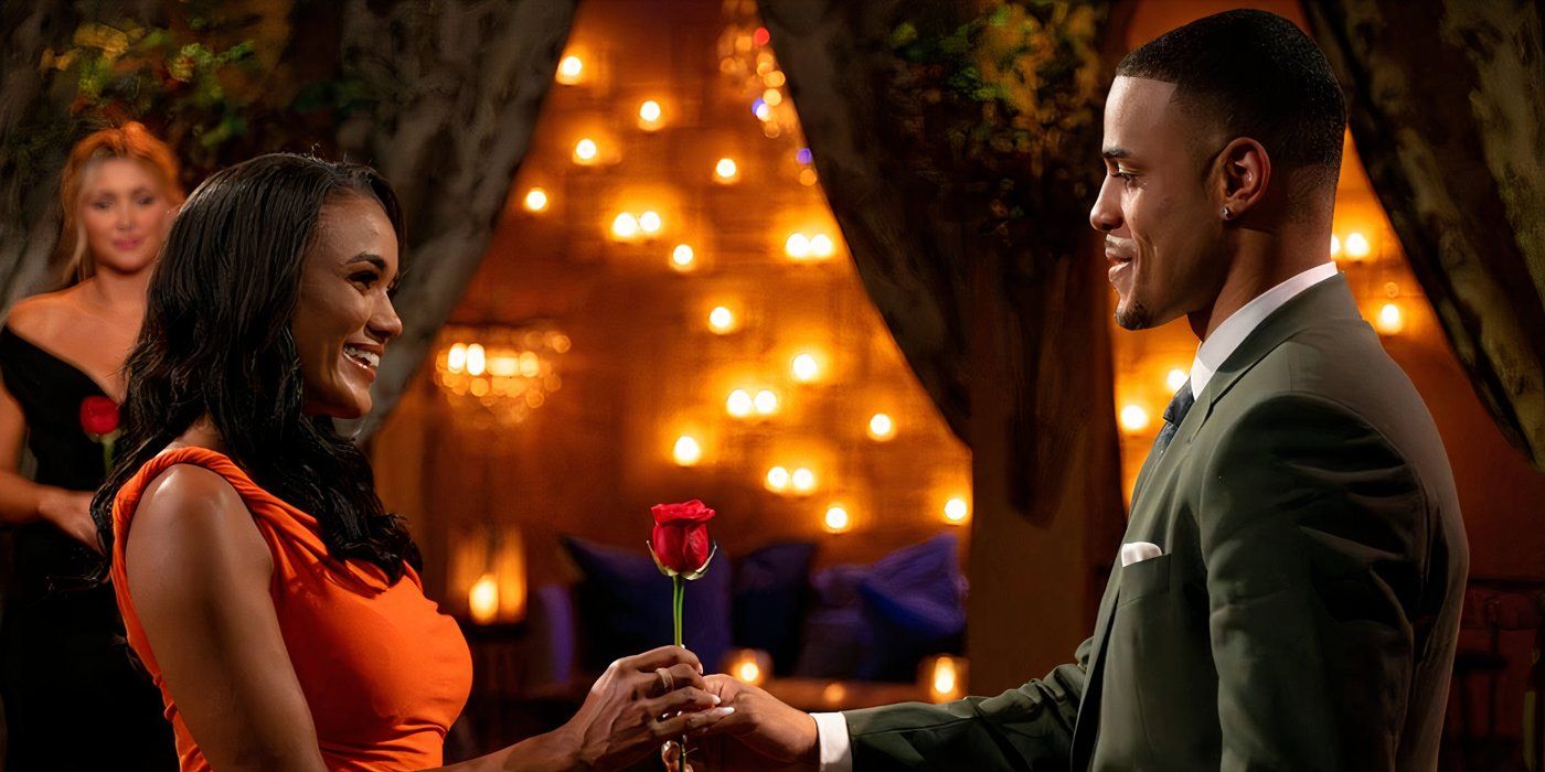 Grant Ellis gives Zoe McGrady a rose on The Bachelor