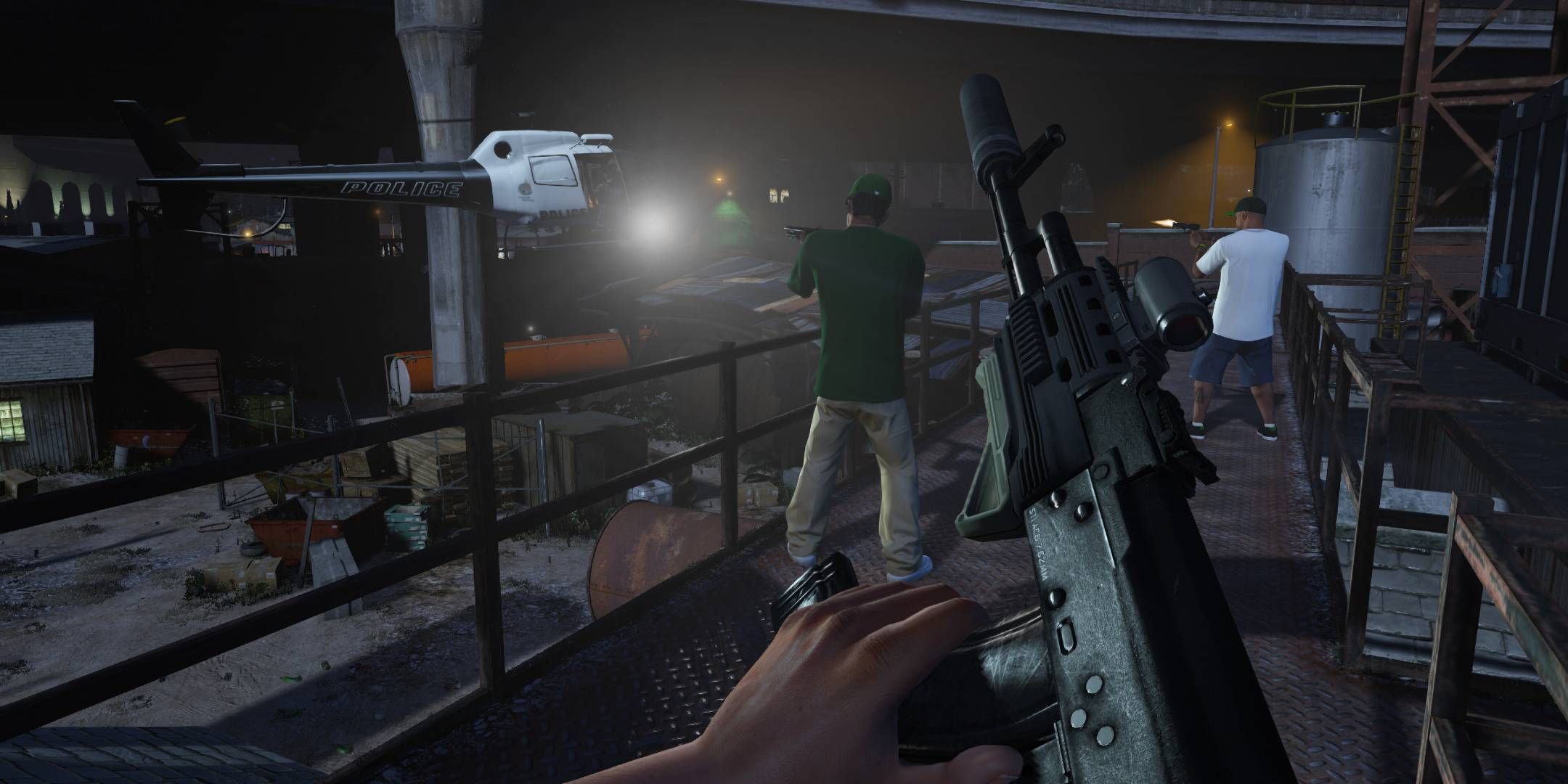 A first-person perspective of a character in GTA 5.