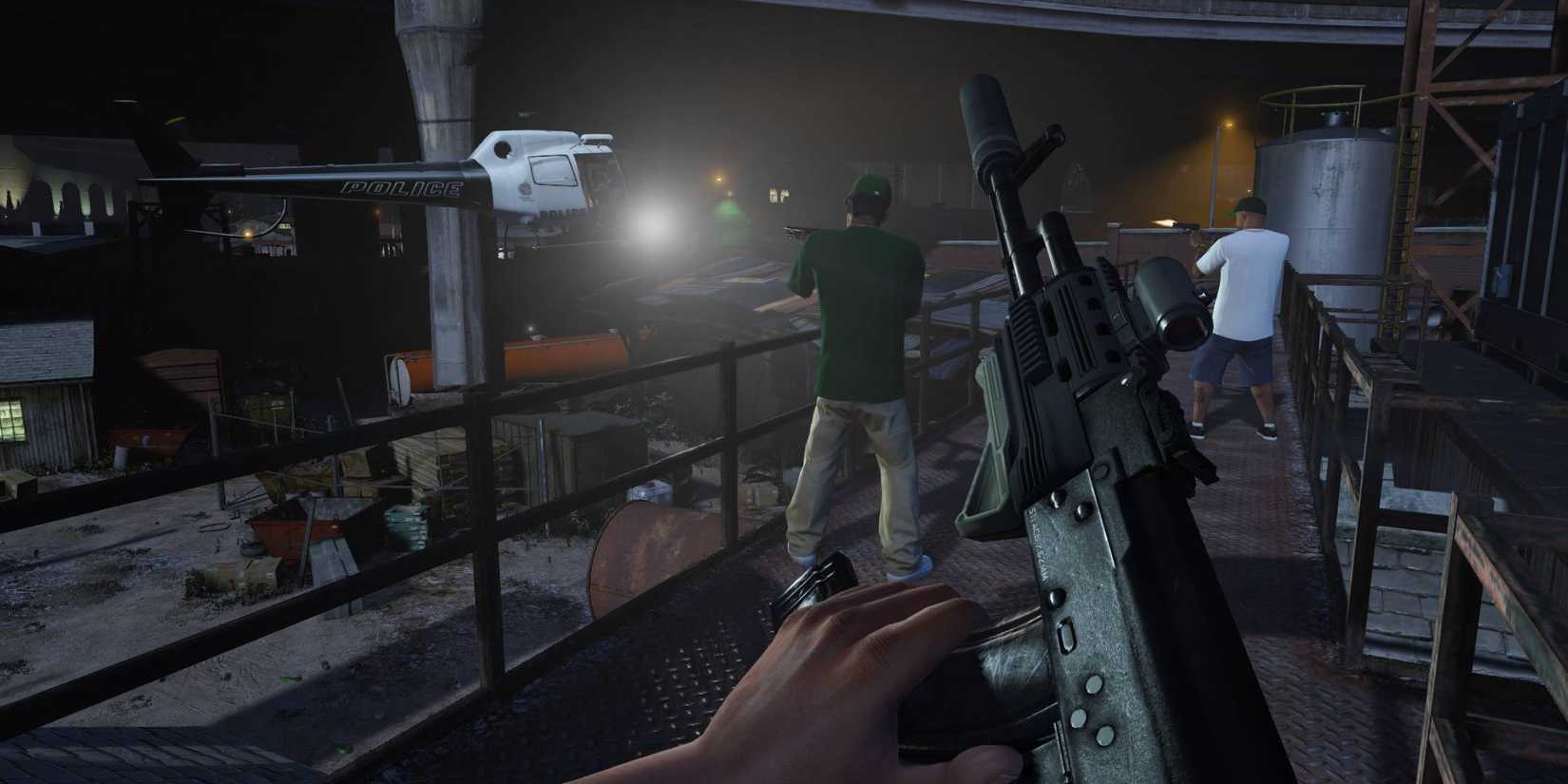 A first-person perspective of a character in GTA 5.
