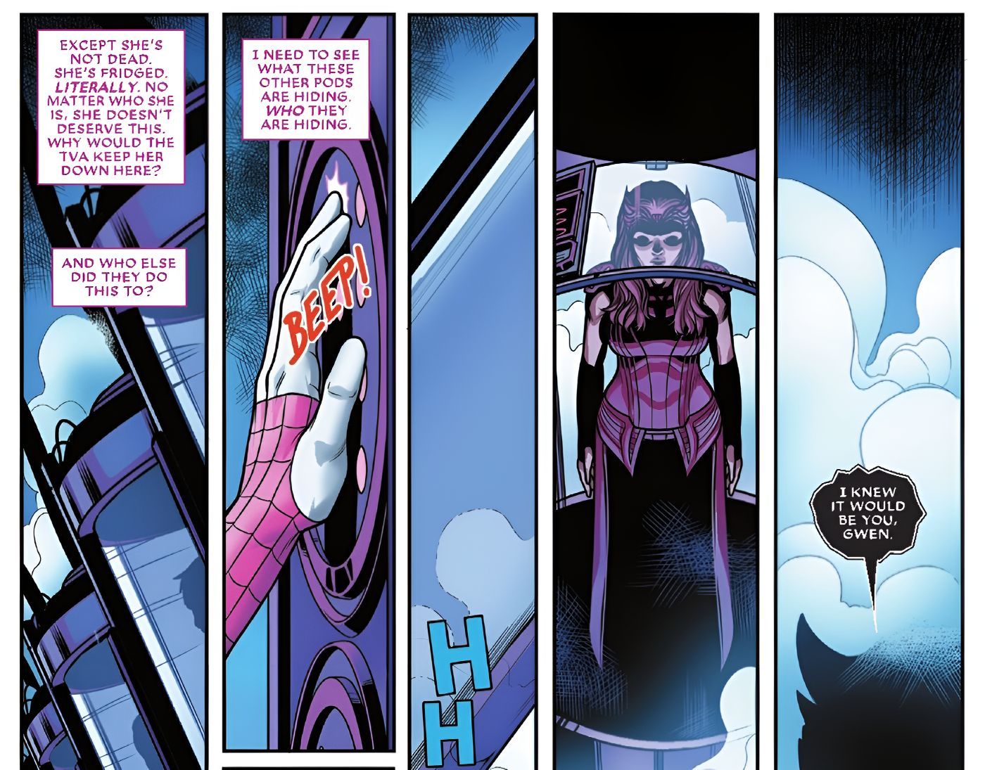 Gwen Stacy releases Scarlet Witch from the TVA.