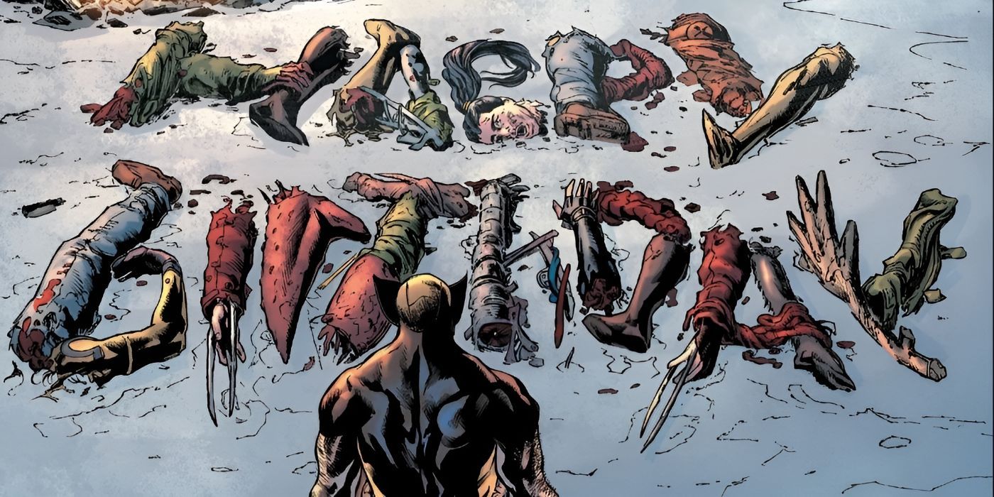 Wolverine reads his &ldquo;Happy Birthday&rdquo; message made from his son&rsquo;s dead body.