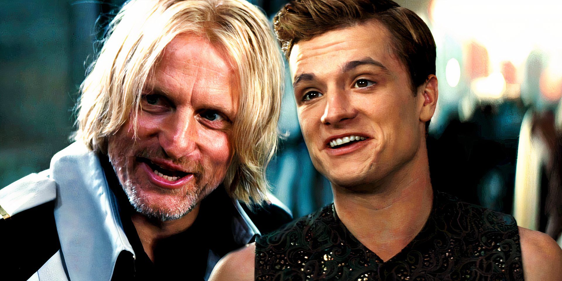 Haymitch and Peeta at the chariot parade in Hunger Games Catching Fire