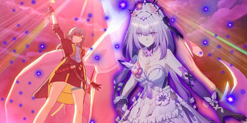 Honkai Star Rail's Remembrance Trailblazer lifts her pen while Castorice gets ready for combat.