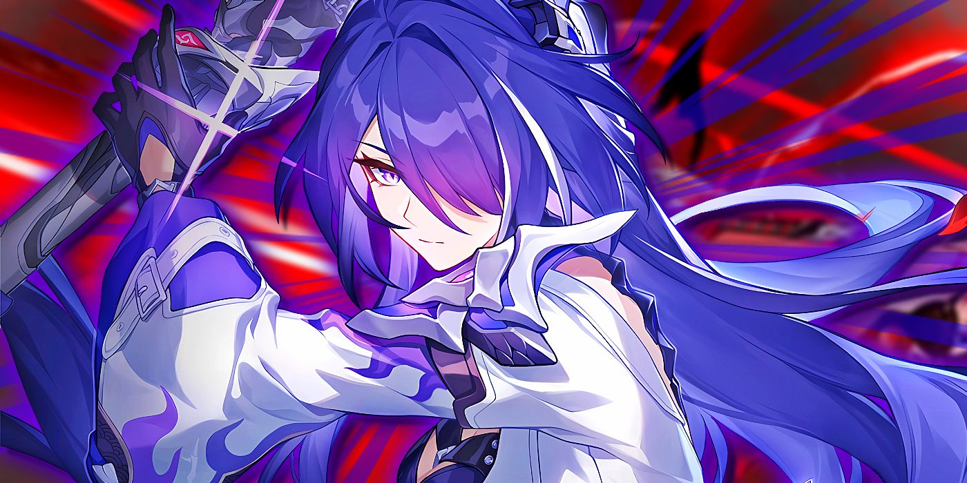 Honkai Star Rail&rsquo;s Acheron gets ready to draw her sword.