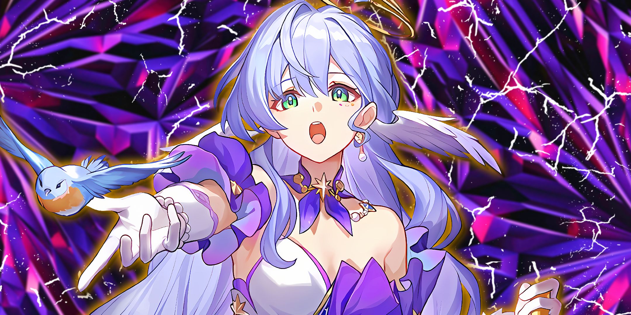 Honkai Star Rail&rsquo;s Robin sings as a bird flies.
