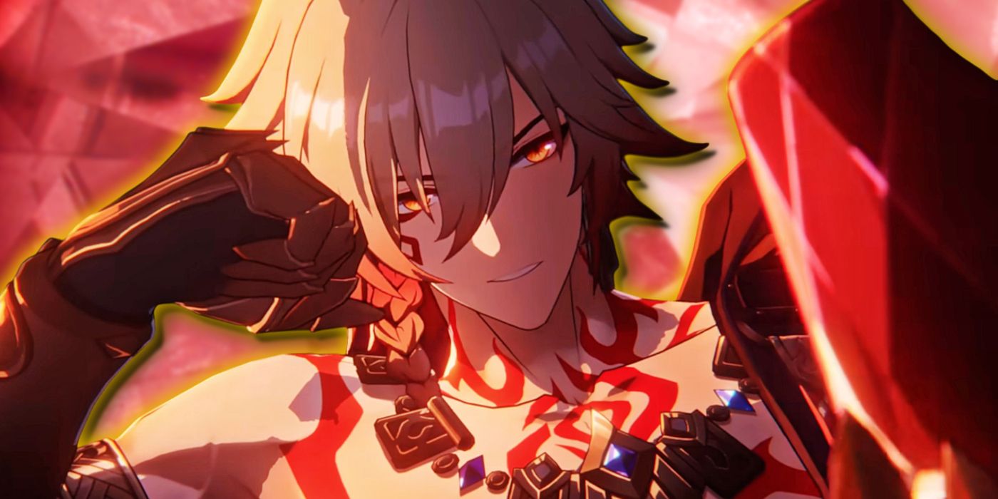 Honkai Star Rail&rsquo;s Mydei rests his head on his hand.