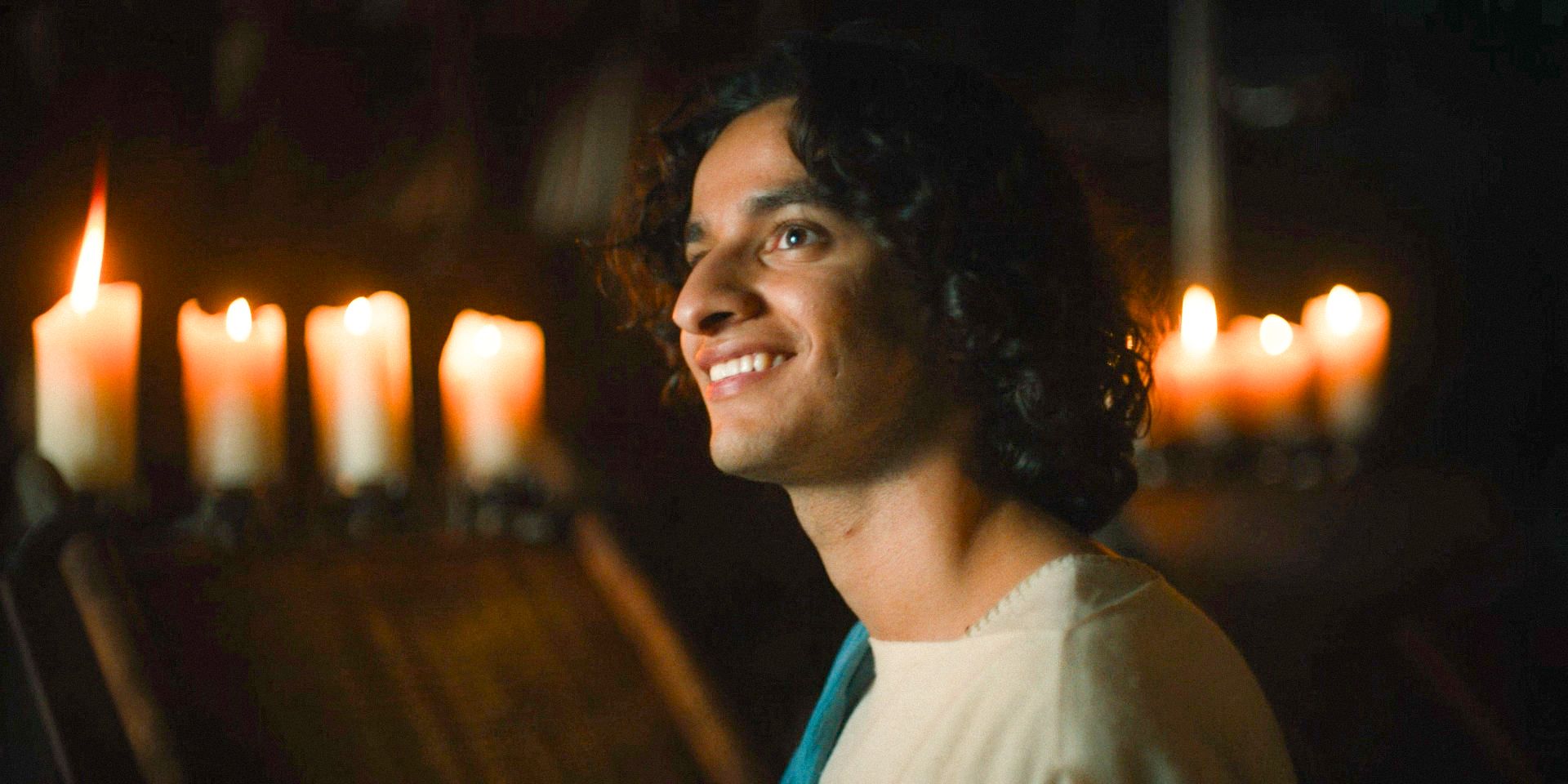 David (Michael Iskander) smiling with joy in House of David Season 1 Ep 5