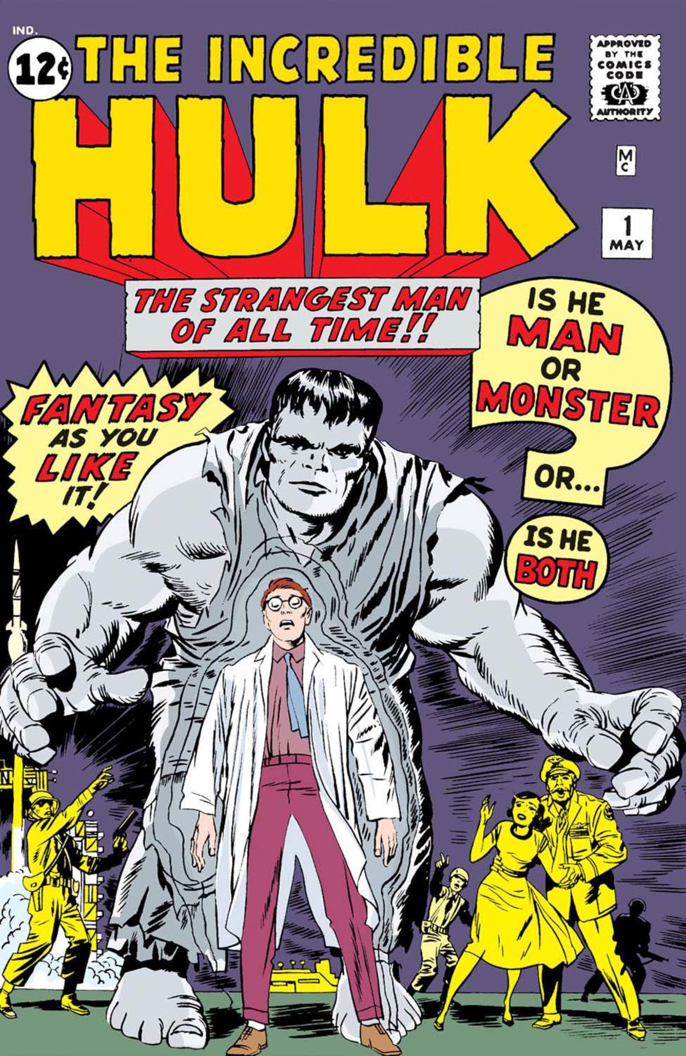 Hulk #1 Original Cover with Bruce Banner and gray Hulk