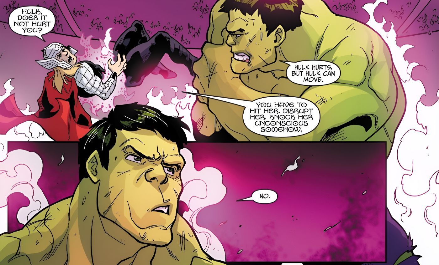 Hulk ignores his pain to save the day.