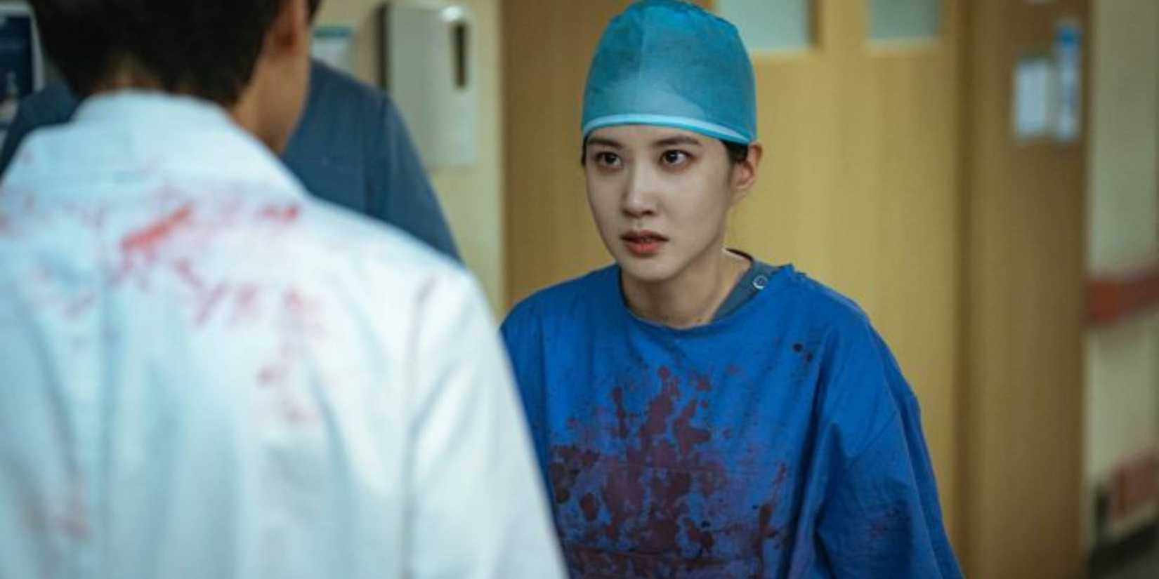 A very tired doctor speaking to someone in Hyper Knife