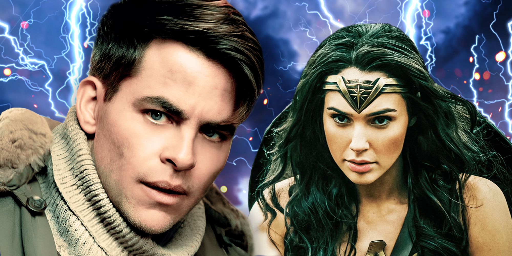 Custom image of Wonder Woman and Steve Trevor with lightning in the background