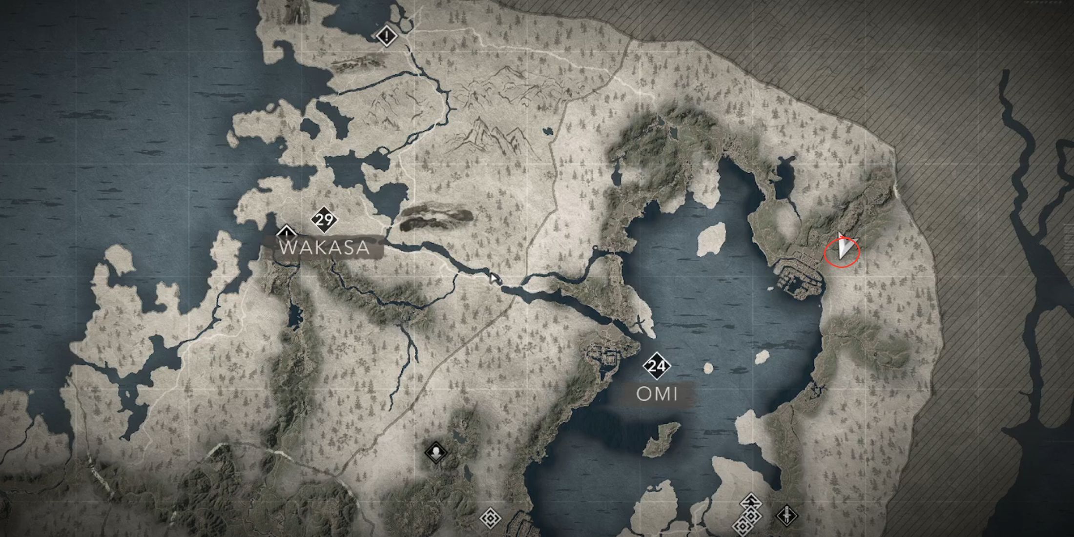 The Ibu Highlands Jizo Statue is shown on the map for AC Shadows.