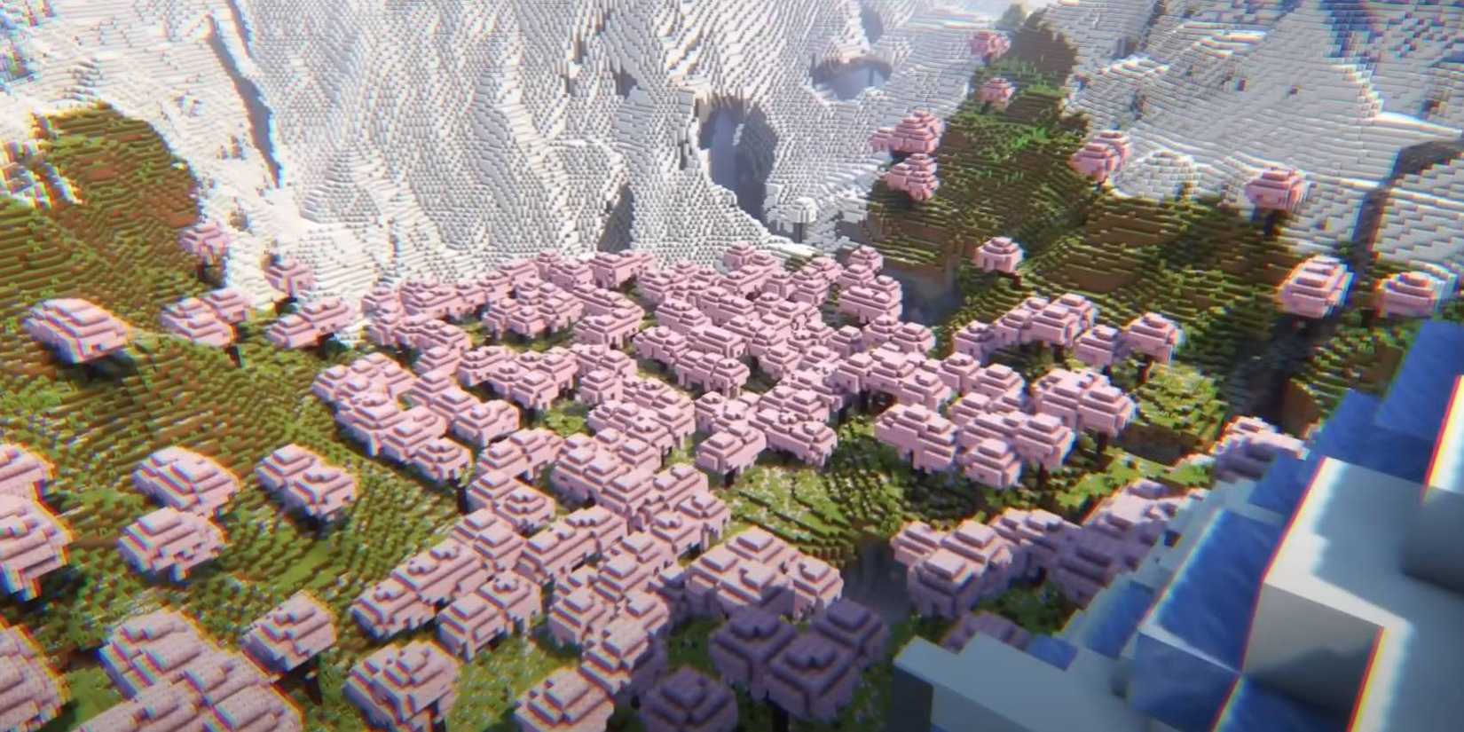 Minecraft Cherry Blossom Mountain Valley Cherry Blossom world seed