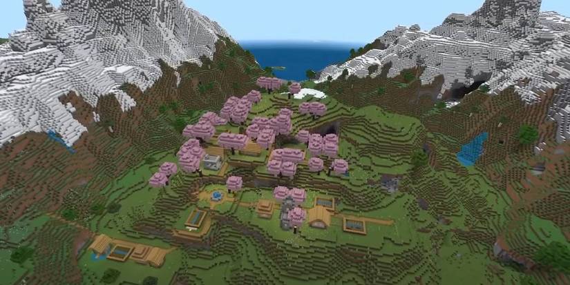 Minecraft Cherry Coastal Town Cherry Blossom world seed