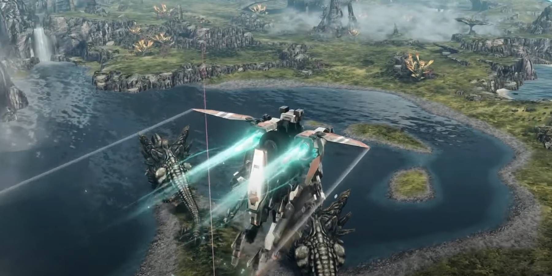 Xenoblade Chronicles X using mech to travel across the open world