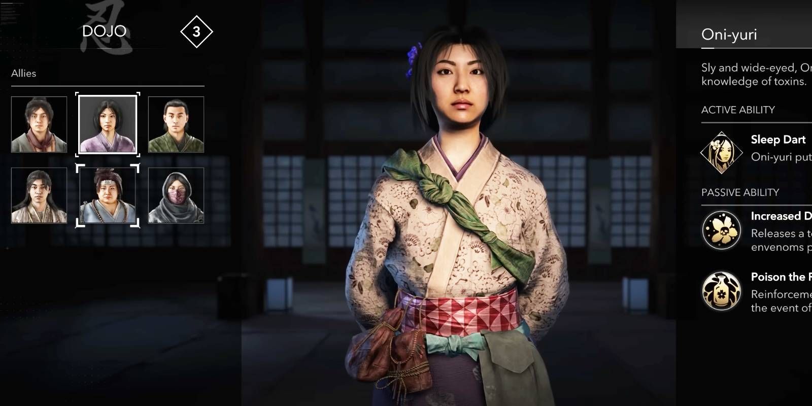Assassin&rsquo;s Creed Shadows Oni-Yuri ally character in Dojo roster