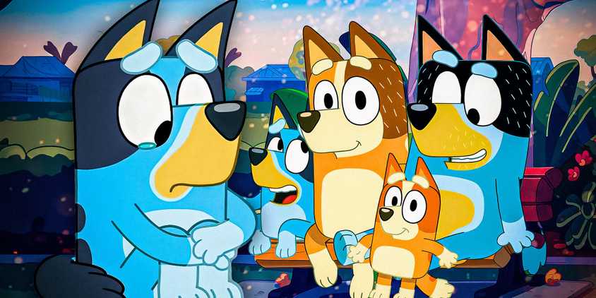 A collage of Bluey characters. 
