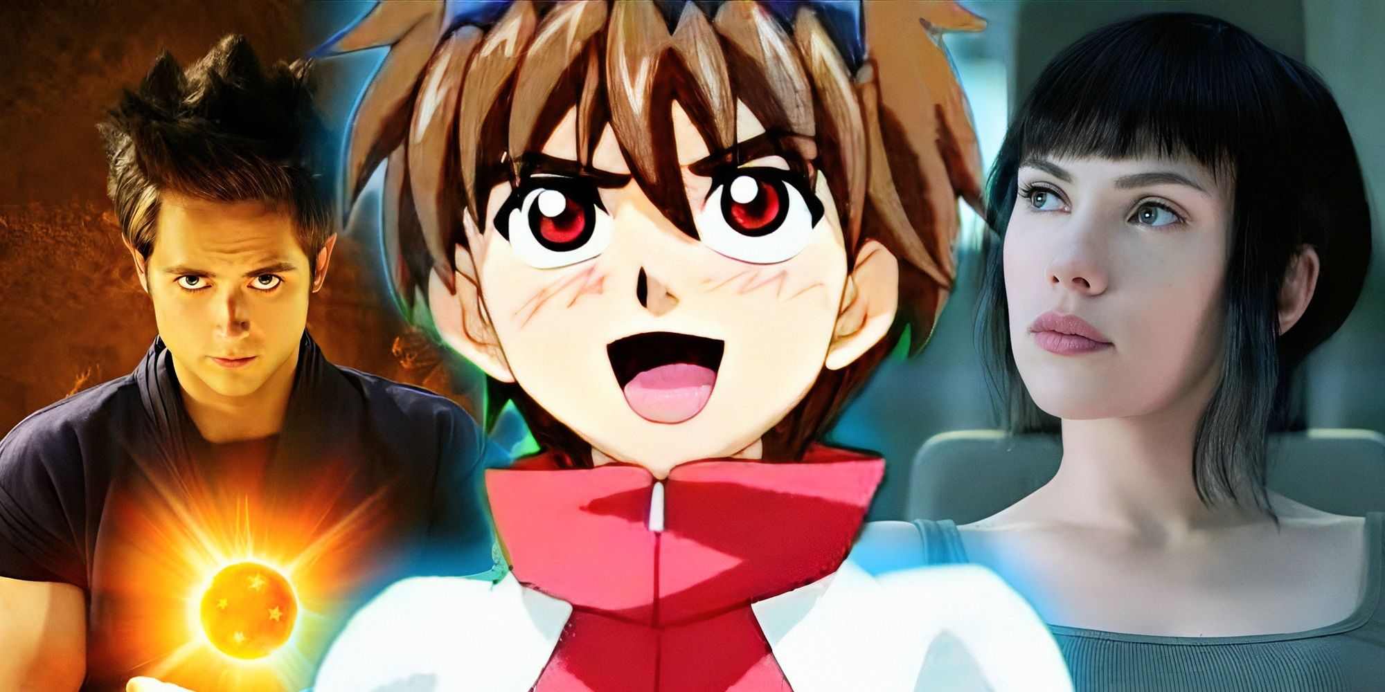 Imagery from Dragonball Evolution, Bakugan, and Ghost in the Shell