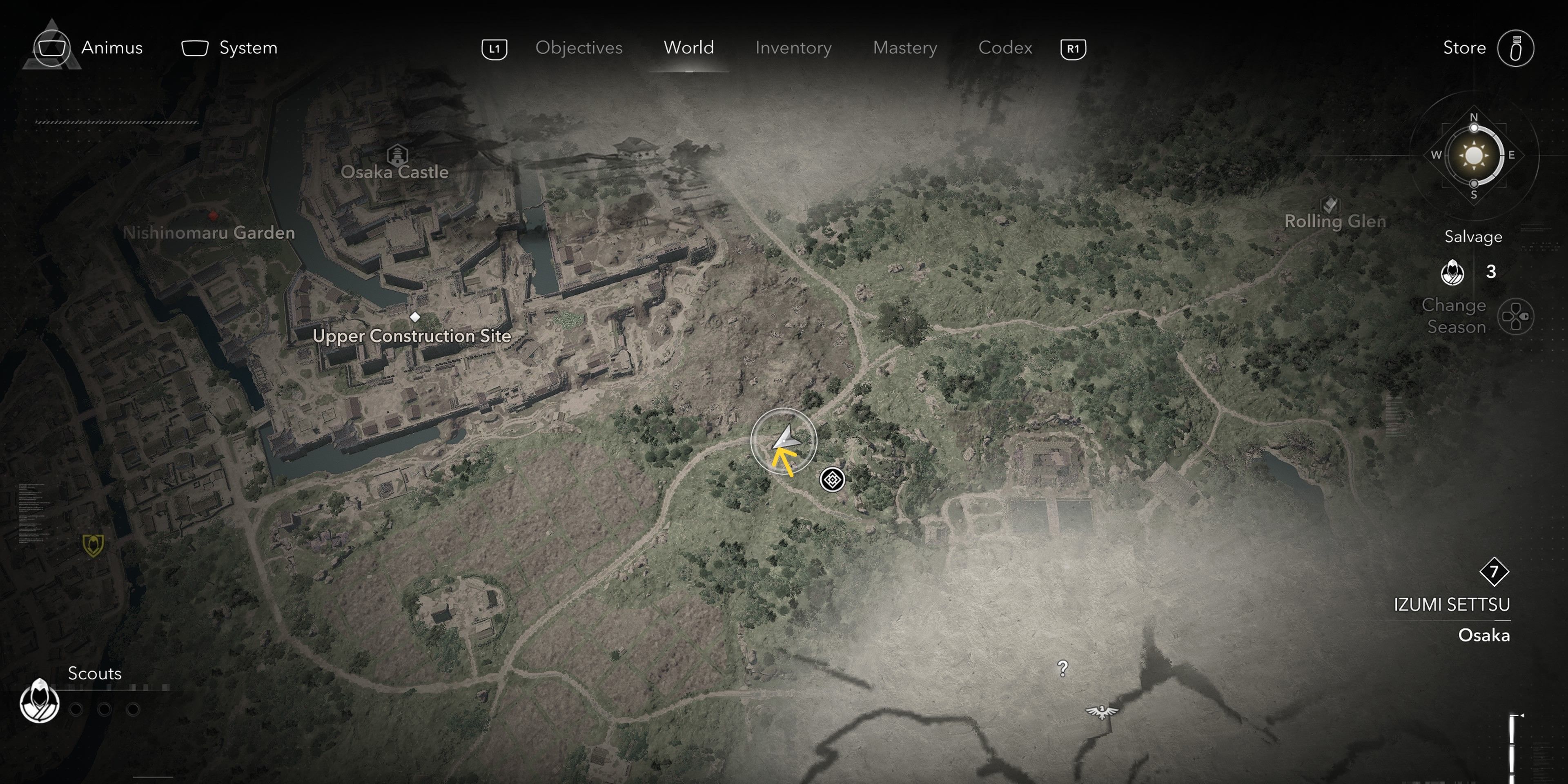 Map location Osaka Jizo Statue in Assassin&rsquo;s Creed Shadows