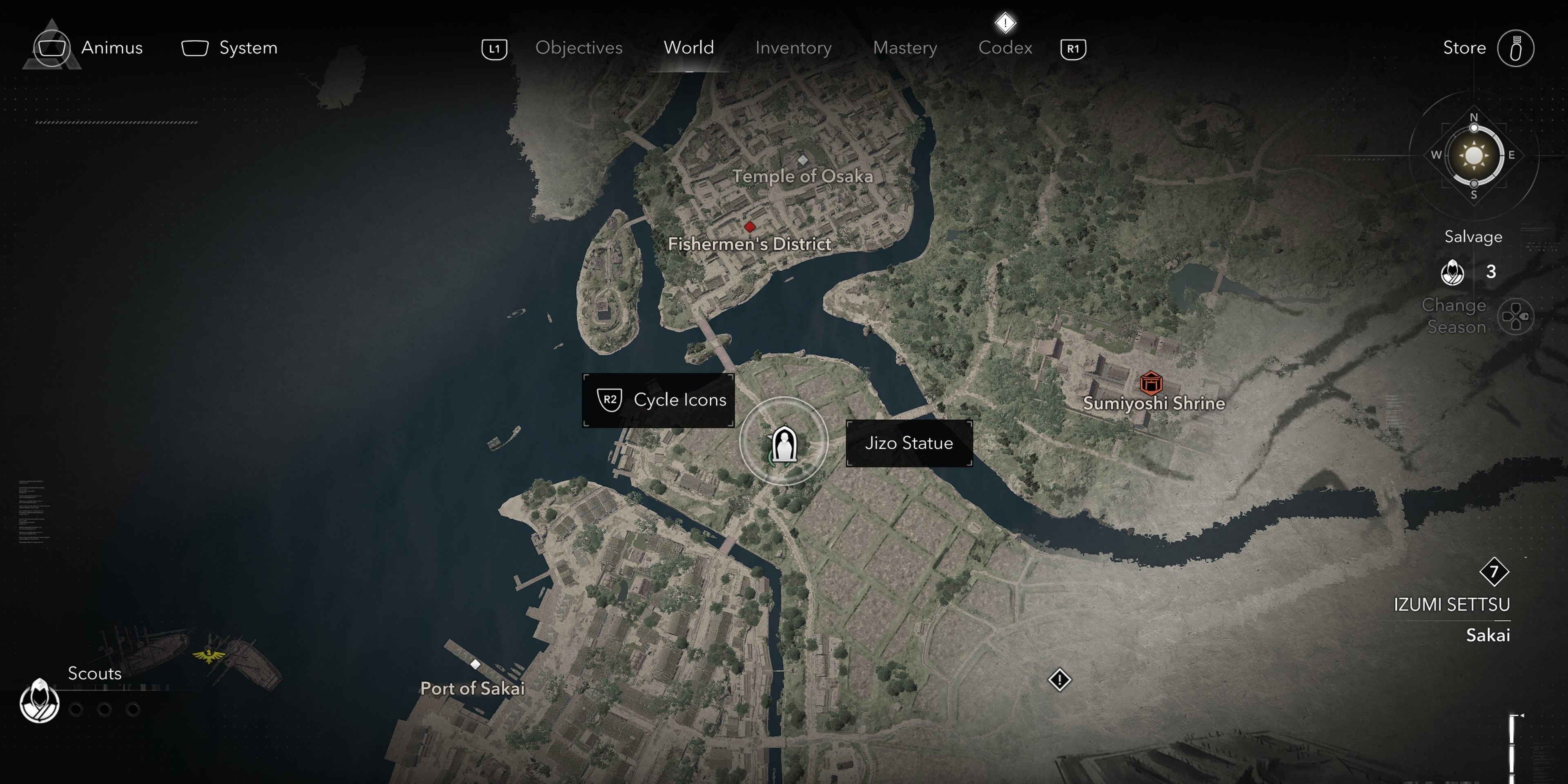 Map location of Sakai Jizu Statue in Assassin&rsquo;s Creed Shadows